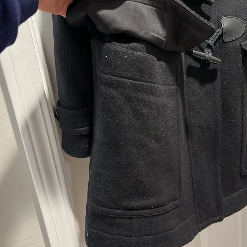 BURBERRY Brit “Blackwell' Wool Duffle Toggle Coat with hood Black size 6 - Picture 11 of 15